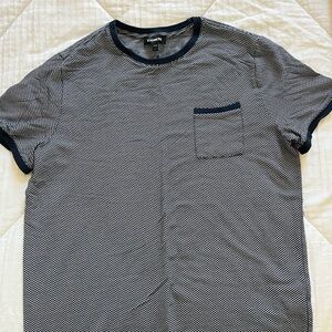 Express Navy and White Short Sleeve Tee